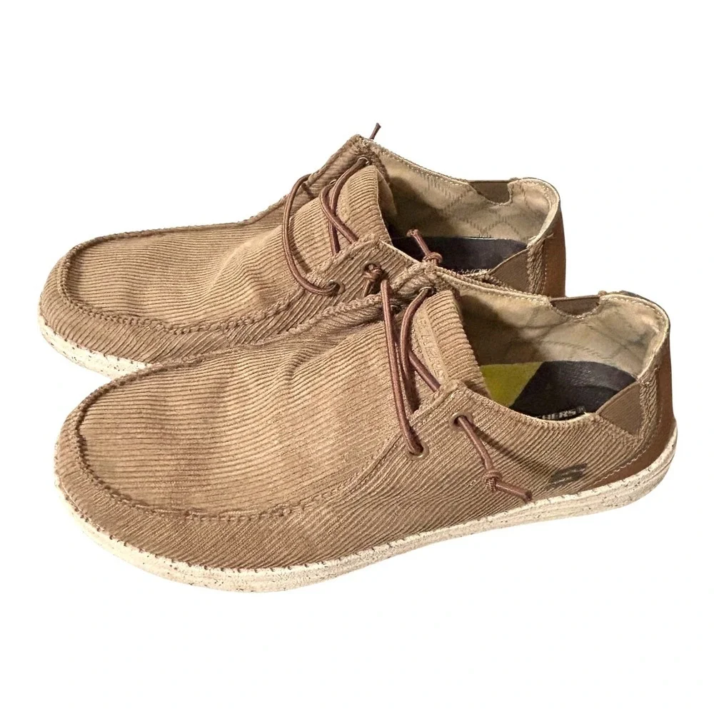 Skechers Men's Melson Corduroy Loafers Brown 10 Relaxed Fit Slip On Comfort EUC